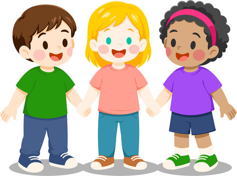 Children Holding Hands Diverse Friendship Unity