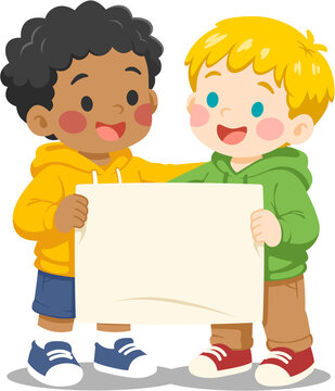 Children Holding Blank Sign