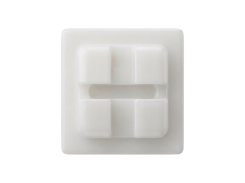 Minimalist white mechanical keyboard keycap with cross layout on square base.