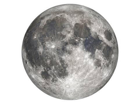 Full moon isolated icon showing detailed surface craters and texture of lunar sphere