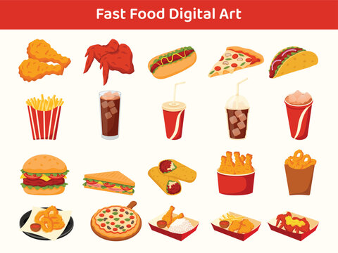 Fast Food and Street Food Cartoon Bundle