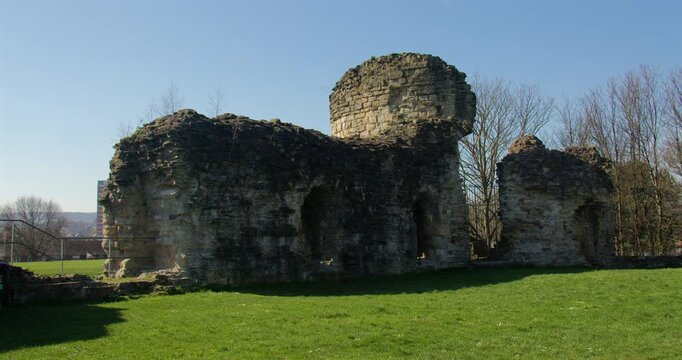 Wide shot of the southeast tower of Flint castle from the Inner ward,