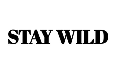 Stay Wild bold black text typography isolated on a clean white background. © MdMajid