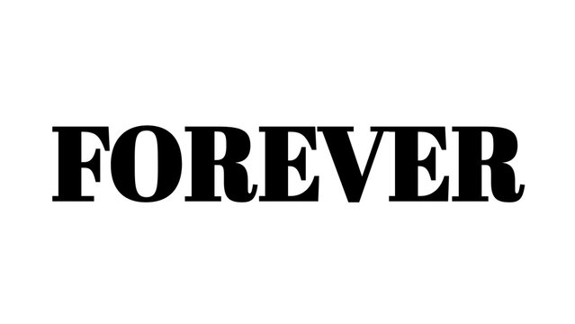 Forever text typography isolated on white background for wedding and romantic design projects.
