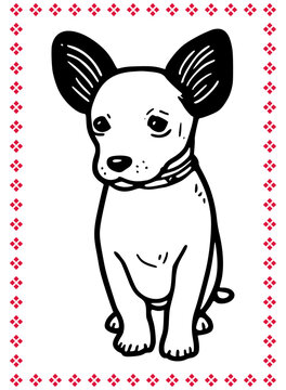 funny curious dog pet caricature monoline vector