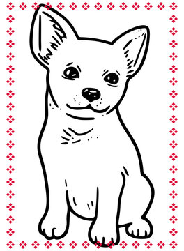 funny dog pet caricature monoline vector