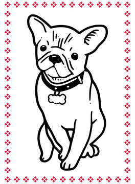 silly dog pet caricature monoline vector