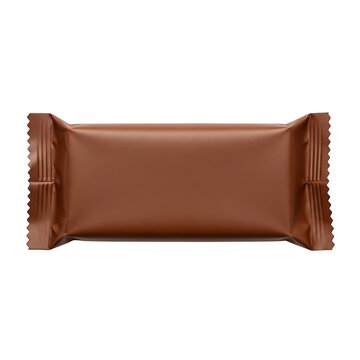 Blank brown chocolate bar wrapper isolated on white background