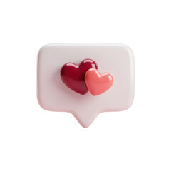 Fototapeta premium 3D Speech Bubble with Two Red Hearts Love Icon