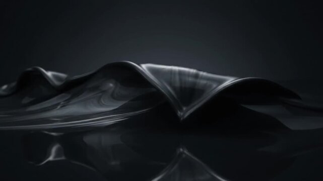 black liquid wave background loop abstract dark metallic fluid motion