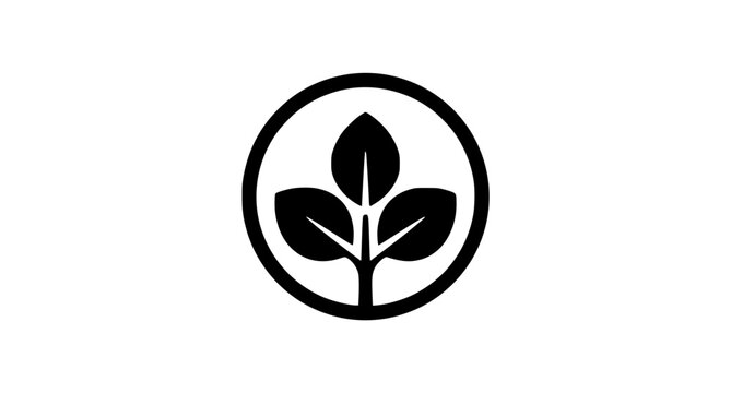 Modern Three Leaf Plant Circle Silhouette Vector Symbol
