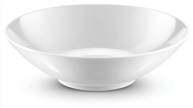 Empty White Ceramic Bowl Isolated on Plain Background for Kitchen and Dining