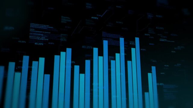 Bar chart graphic depicts financial growth in complex market stats suitable for data analysis reports, presentations, and financial articles.