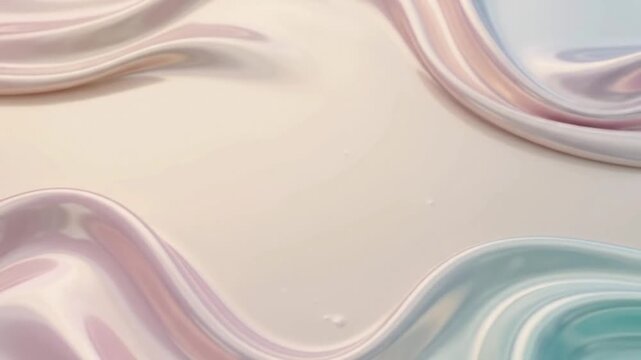 smooth metallic liquid silk ripples in soft pastel iridescent colors moving gracefully abstract loop background