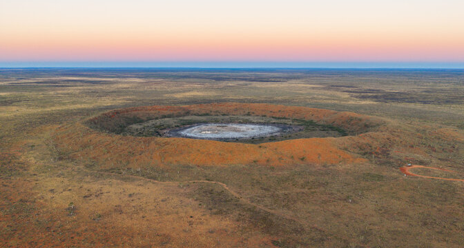 Aerial view of Wolfe Creek Meteorite Crater in the remote Kimberley region of Western Australia