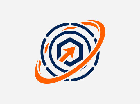 Abstract Circular Growth Arrow Target Logo Design