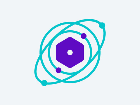 Abstract Atomic Structure Icon Illustrating Scientific Concepts Modern Clean