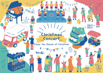 Plakat クリスマスコンサートを楽しむ人たち