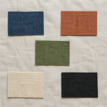 Naturally dyed Korean ramie fabric swatches on linen