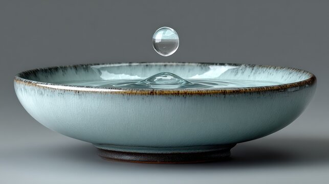 Ceramic Bowl with Water Droplet.