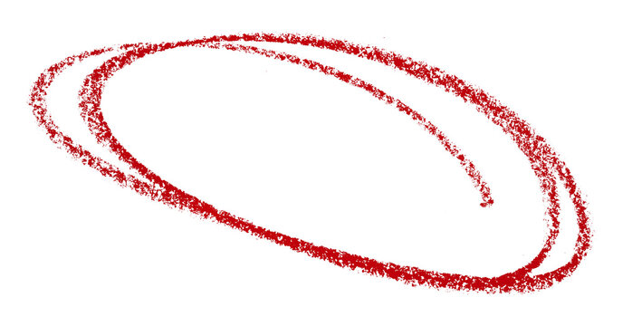 The circle highlighted with a red colored pencil is isolated on a transparent background.