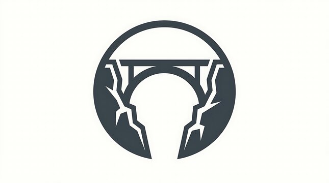 Bridge icon in circular frame with transparent background