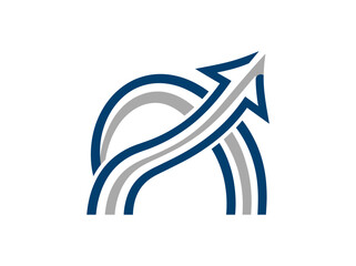 Fototapeta premium Abstract Arrow Growth Concept Symbol Blue Silver On White Background