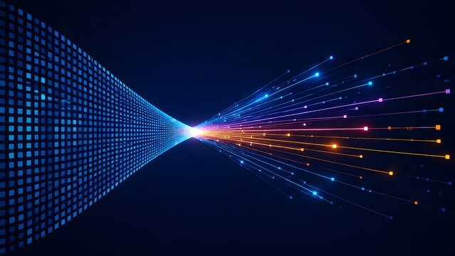 High speed digital data compression and dispersion light rays converging in dark cyberspace