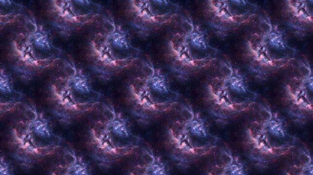 Cosmic nebula seamless pattern, purple and blue galaxy background, ethereal space texture for digital wallpaper and fabric design