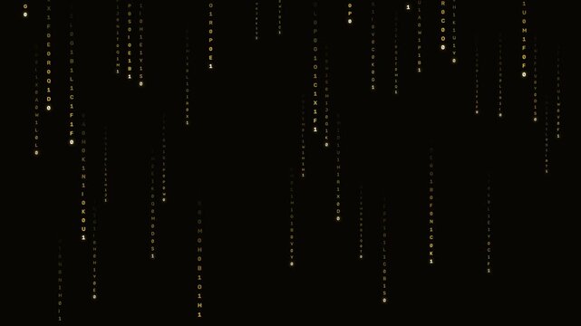 Gold Luxury Matrix Binary Rain Sci-Fi HUD Coding Motion Graphics Loop