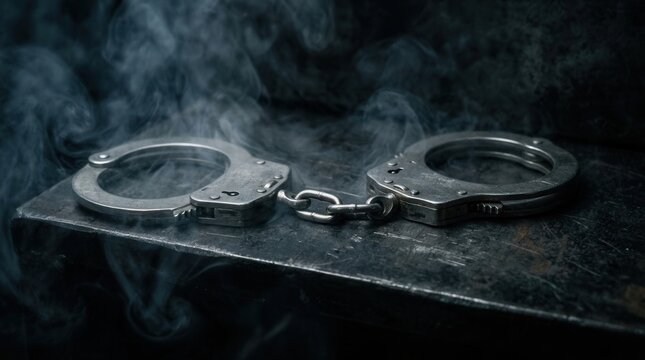 Symbol Of Justice Handcuffs With Smoke Detail