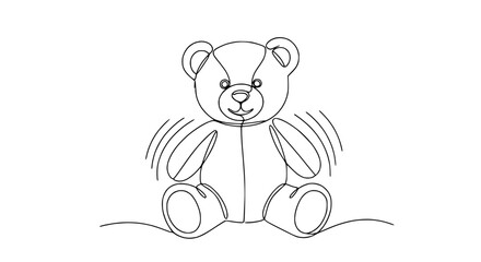 Fototapeta premium Continuous Line Drawing of a Cute Teddy Bear Isolated on Transparent Background