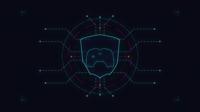 Abstract futuristic gamer symbol pulsing with neon lights, esports competition and digital sport motion graphic loop