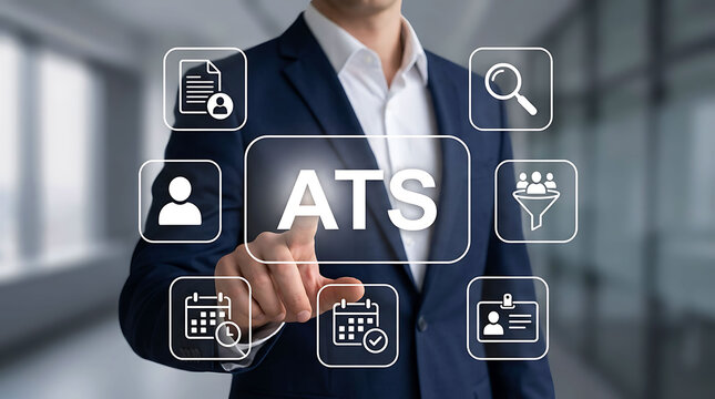 Businessman using applicant tracking system ATS for hiring recruitment process