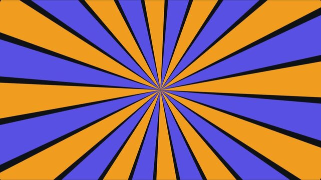 Blue and orange pop art comic sunburst background seamless loop