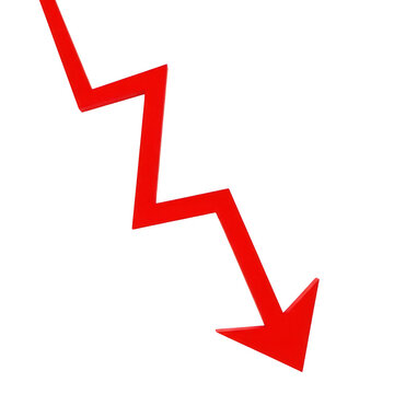 Red zigzag arrow pointing down representing financial decline or negative business trend
