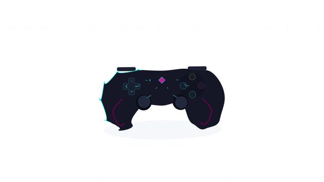 Glowing neon gaming controller symbol, esport cyber sport technology, 5g gaming loop, futuristic abstract motion graphic