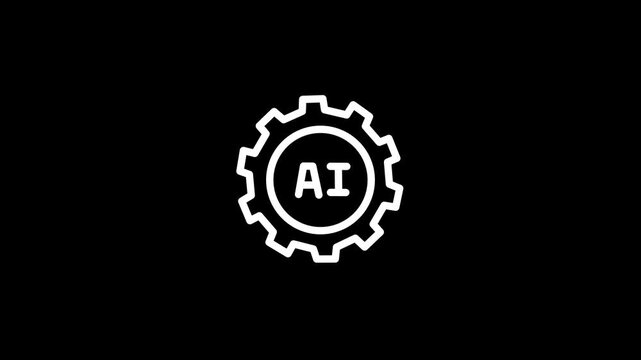 AI Technology gear icon concept animation. on a black background. 4kvideo animation
