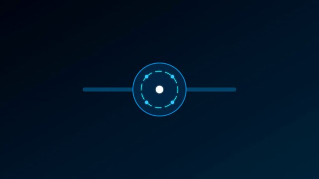 Futuristic HUD loading animation, digital target interface on dark blue background, high-tech motion graphic for sci-fi UI design