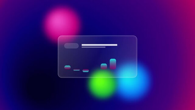 Animated bar graph widget displaying digital data trends on blurry colorful background.