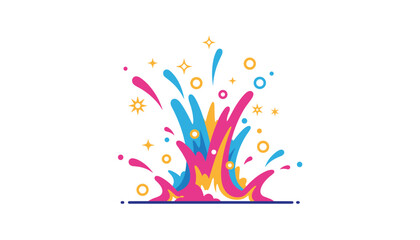 Obraz premium Dynamic colorful blast of energy with water splashes, sparks, and stars isolated on white background.