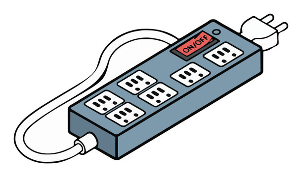 Electric surge protector extension strip isometric v.... Generative AI