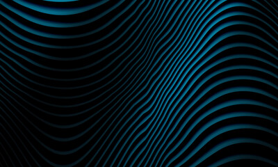 Naklejka premium Abstract blue and green wavy lines flowing on a dark black background