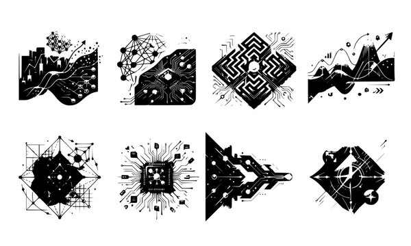 AI Quantum Computing Finance Machine Learning and Optimization Abstract Vector Collection
