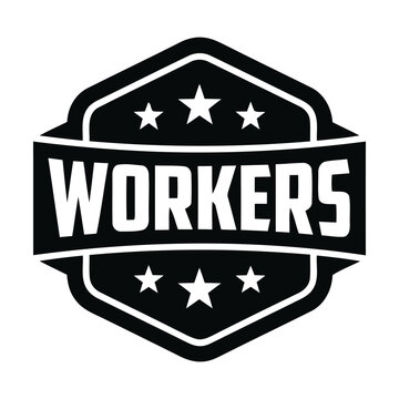 Black and white workers emblem with stars in a classic vintage badge style for labor signs Vector
