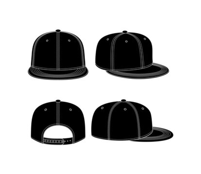 hat template vector, Snapback hat Technical Drawing Illustration Blank Streetwear Mock-up Template, Blank White 5 Panels Baseball Cap, Meshbaseball cap vector Pattern, technical Headgear apparel 