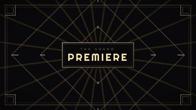 Grand premiere title frame template art deco luxury gold geometric design cinematic opening animation backdrop for movie awards and gala events