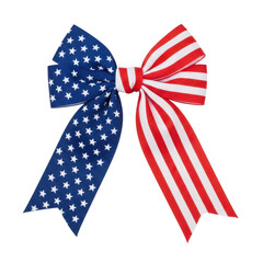 Obraz premium American flag ribbon bow with stars and stripes pattern isolated on transparent background