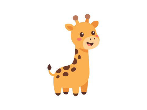 Cute Cartoon Giraffe with Spots and Long Neck.