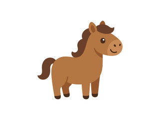 Obraz premium Cute Brown Cartoon Horse with Smiling Face.